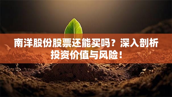 南洋股份股票还能买吗？深入剖析投资价值与风险！