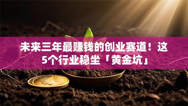 未来三年最赚钱的创业赛道！这5个行业稳坐「黄金坑」