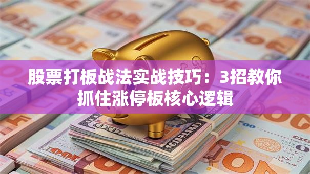 股票打板战法实战技巧：3招教你抓住涨停板核心逻辑