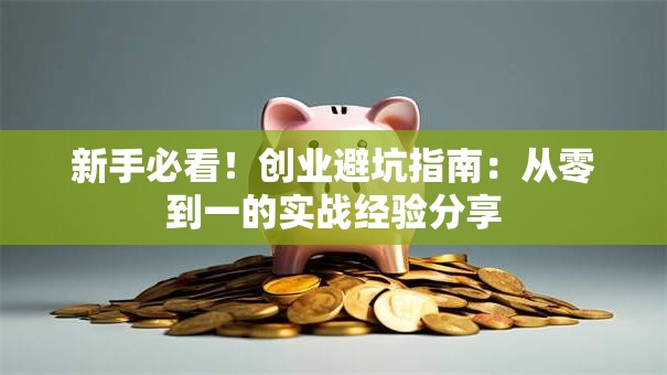 新手必看！创业避坑指南：从零到一的实战经验分享