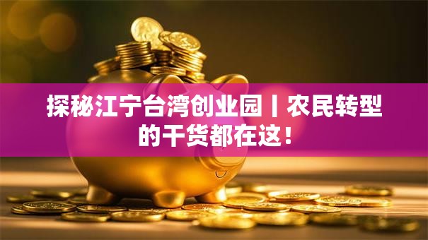 探秘江宁台湾创业园丨农民转型的干货都在这！