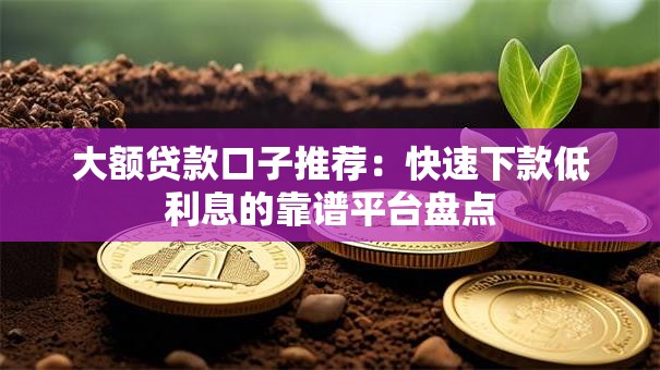 大额贷款口子推荐：快速下款低利息的靠谱平台盘点