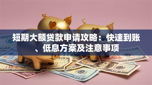 短期大额贷款申请攻略：快速到账、低息方案及注意事项