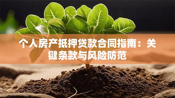 个人房产抵押贷款合同指南：关键条款与风险防范