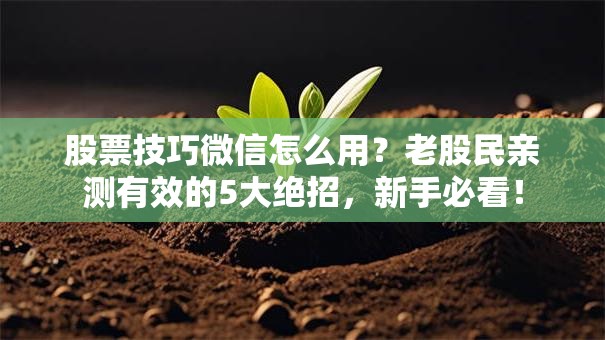 股票技巧微信怎么用？老股民亲测有效的5大绝招，新手必看！