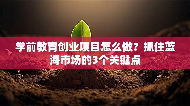 学前教育创业项目怎么做？抓住蓝海市场的3个关键点