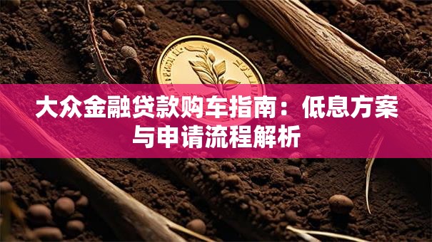 大众金融贷款购车指南：低息方案与申请流程解析
