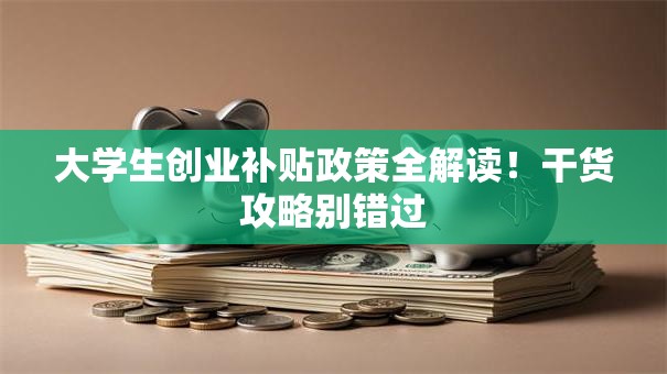 大学生创业补贴政策全解读！干货攻略别错过
