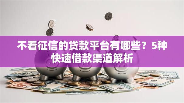 不看征信的贷款平台有哪些？5种快速借款渠道解析