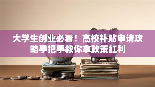 大学生创业必看！高校补贴申请攻略手把手教你拿政策红利