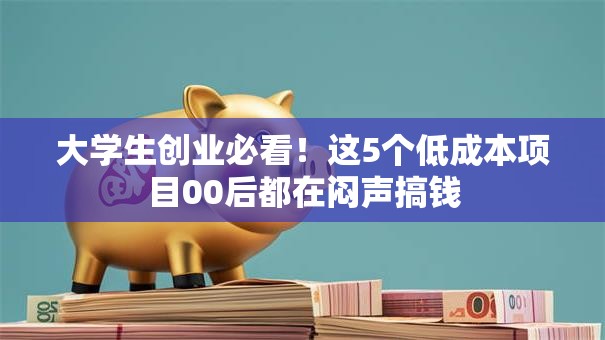 大学生创业必看！这5个低成本项目00后都在闷声搞钱