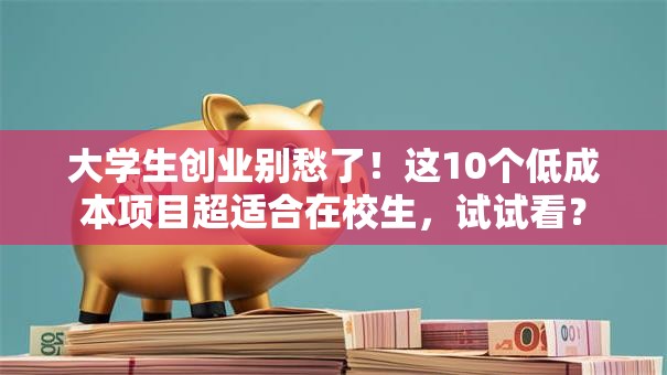 大学生创业别愁了！这10个低成本项目超适合在校生，试试看？