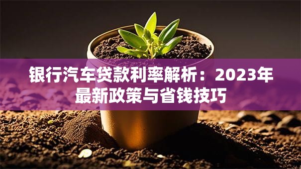 银行汽车贷款利率解析：2023年最新政策与省钱技巧