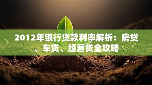 2012年银行贷款利率解析：房贷、车贷、经营贷全攻略