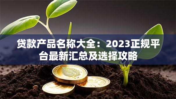 贷款产品名称大全：2023正规平台最新汇总及选择攻略