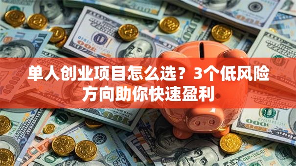 单人创业项目怎么选？3个低风险方向助你快速盈利