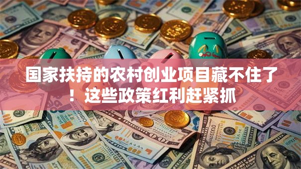 国家扶持的农村创业项目藏不住了！这些政策红利赶紧抓