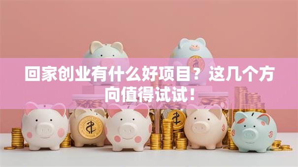 回家创业有什么好项目？这几个方向值得试试！