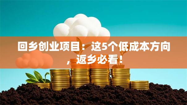 回乡创业项目：这5个低成本方向，返乡必看！
