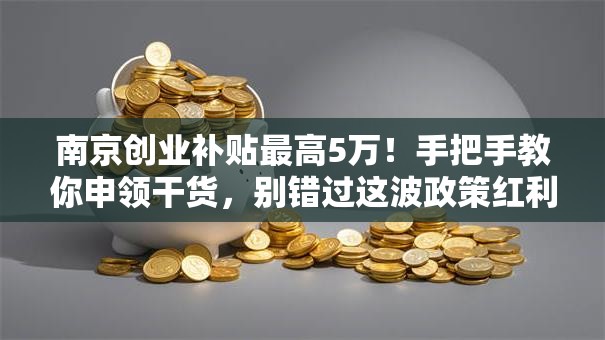 南京创业补贴最高5万！手把手教你申领干货，别错过这波政策红利