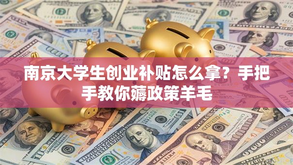 南京大学生创业补贴怎么拿？手把手教你薅政策羊毛