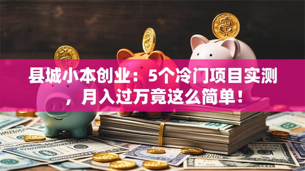 县城小本创业：5个冷门项目实测，月入过万竟这么简单！