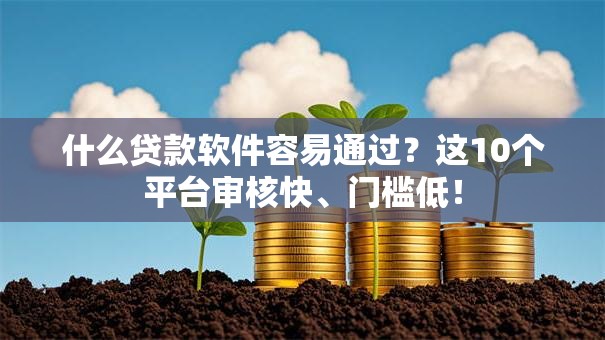 什么贷款软件容易通过？这10个平台审核快、门槛低！