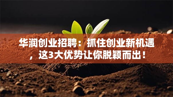 华润创业招聘：抓住创业新机遇，这3大优势让你脱颖而出！