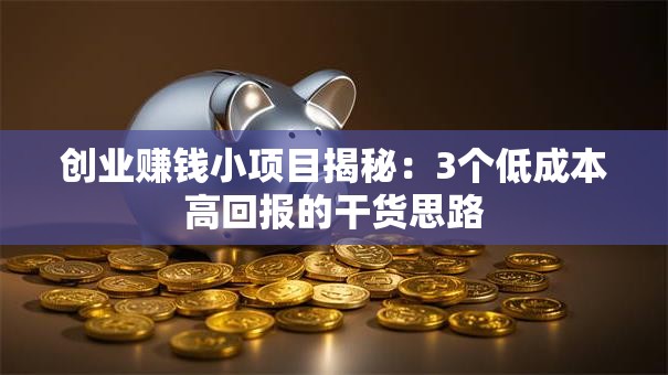 创业赚钱小项目揭秘：3个低成本高回报的干货思路