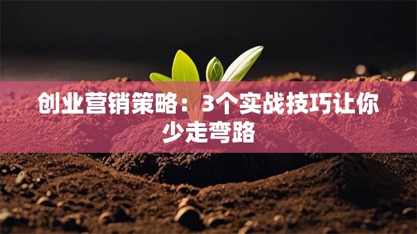 创业营销策略：3个实战技巧让你少走弯路