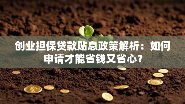 创业担保贷款贴息政策解析：如何申请才能省钱又省心？