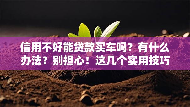 信用不好能贷款买车吗？有什么办法？别担心！这几个实用技巧帮你轻松搞定