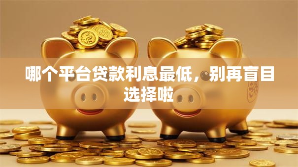哪个平台贷款利息最低，别再盲目选择啦