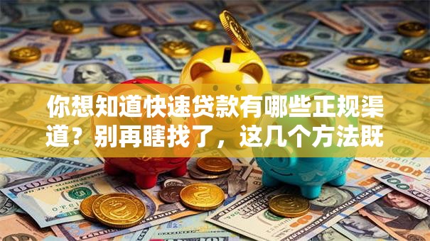 你想知道快速贷款有哪些正规渠道？别再瞎找了，这几个方法既快又让人放心