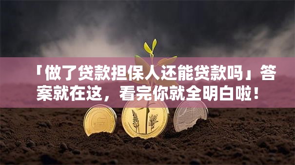「做了贷款担保人还能贷款吗」答案就在这，看完你就全明白啦！