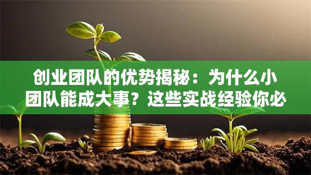 创业团队的优势揭秘：为什么小团队能成大事？这些实战经验你必须知道！