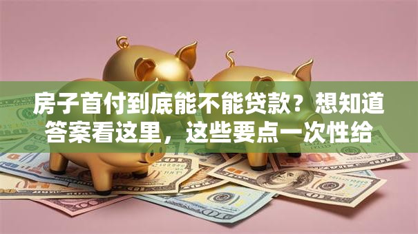 房子首付到底能不能贷款？想知道答案看这里，这些要点一次性给你讲明白