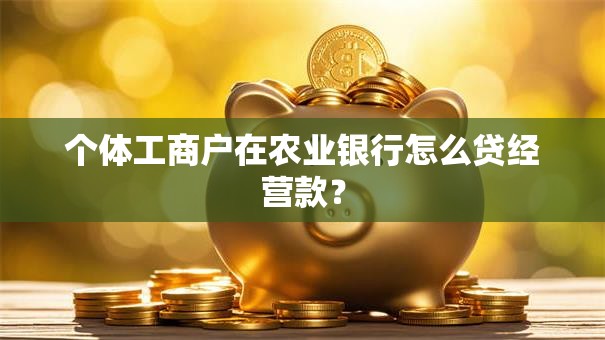 个体工商户在农业银行怎么贷经营款？