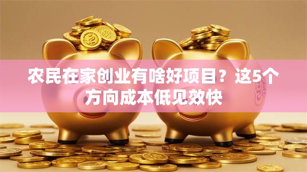 农民在家创业有啥好项目？这5个方向成本低见效快
