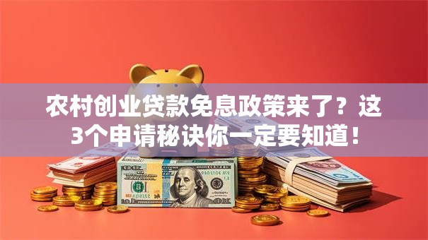 农村创业贷款免息政策来了？这3个申请秘诀你一定要知道！