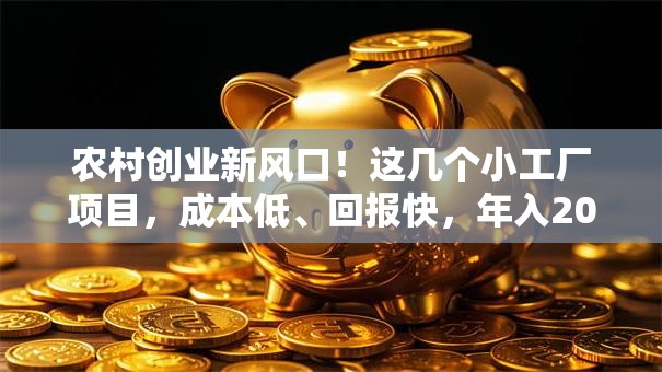 农村创业新风口！这几个小工厂项目，成本低、回报快，年入20万不难？