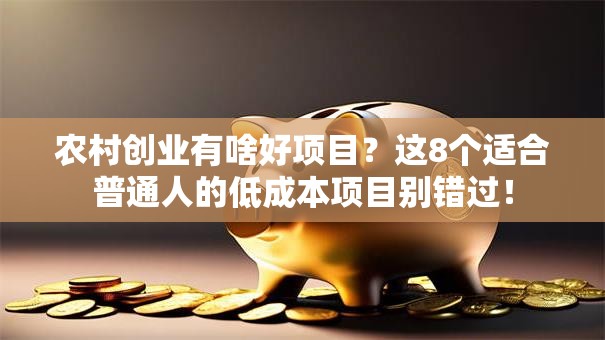 农村创业有啥好项目？这8个适合普通人的低成本项目别错过！