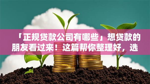 「正规贷款公司有哪些」想贷款的朋友看过来！这篇帮你整理好，选对不踩雷