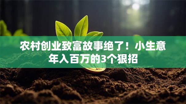 农村创业致富故事绝了！小生意年入百万的3个狠招