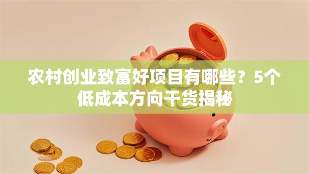 农村创业致富好项目有哪些？5个低成本方向干货揭秘