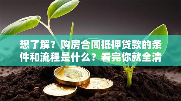 想了解？购房合同抵押贷款的条件和流程是什么？看完你就全清楚了