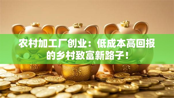 农村加工厂创业：低成本高回报的乡村致富新路子！