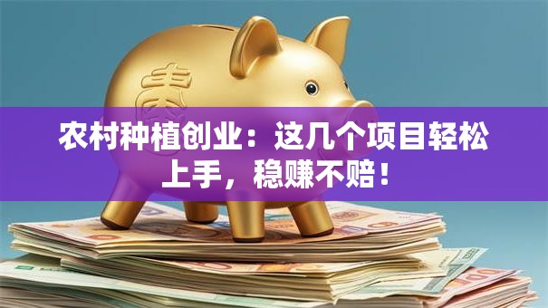 农村种植创业：这几个项目轻松上手，稳赚不赔！