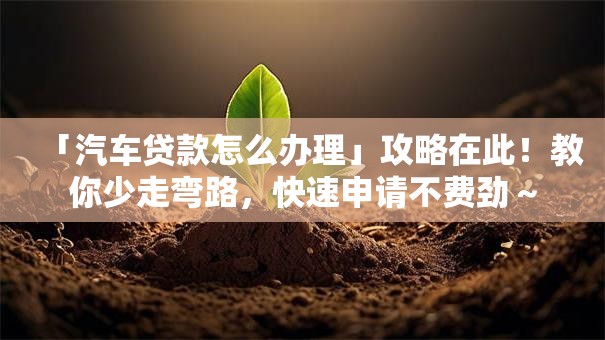 「汽车贷款怎么办理」攻略在此！教你少走弯路，快速申请不费劲～