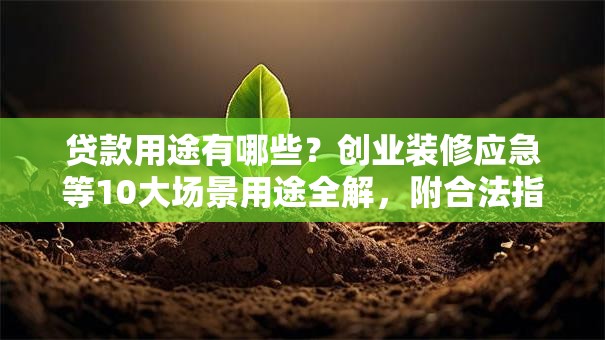 贷款用途有哪些？创业装修应急等10大场景用途全解，附合法指南